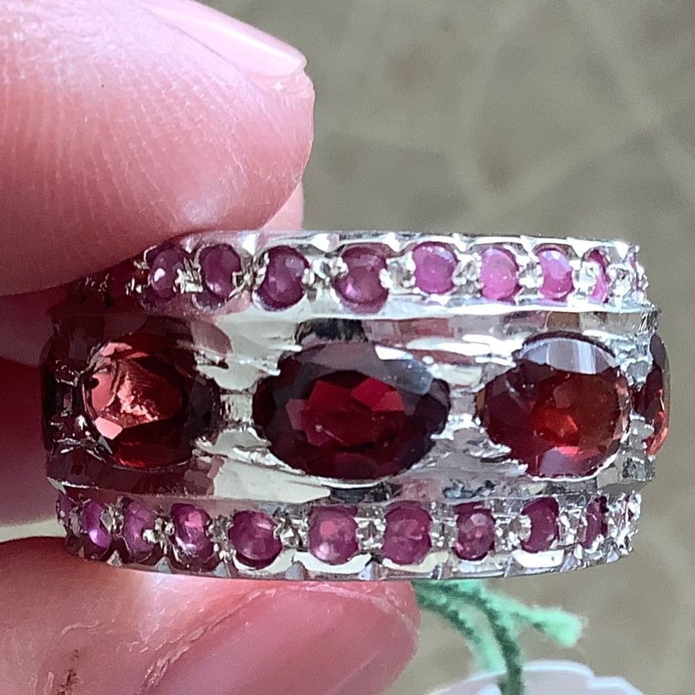 NWOT sterling SILVER 925 GARNET/RUBY RING - Picture 2 of 7